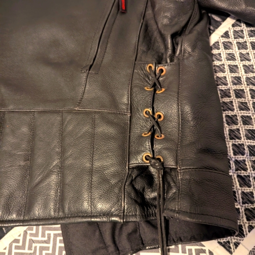 Vintage "Vance" Men's Black Leather Motorcycle Jacket with Mandarin Collar - Picture 6 of 10